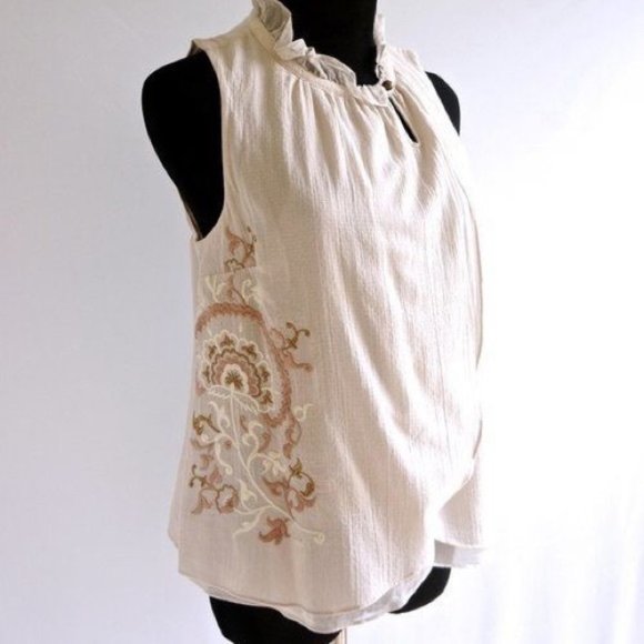 Sleeveless Floreat Top in Taupe - Picture 1 of 6